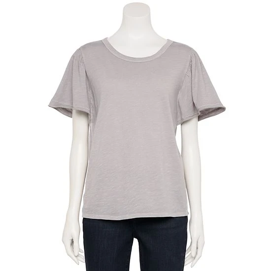 Women's Sonoma Goods For Life® Seamed Flutter Sleeve Top Blue Geo Stripe 10 Women's Sonoma Goods For Life® Seamed Flutter Sleeve Top Blue Geo Stripe - Image 8