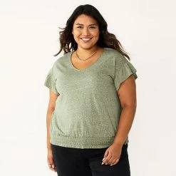 Plus Size Sonoma Goods For Life® Banded Bottom Ruffle Sleeve Top Olive -Sonoma Goods For Life Shop unnamed file 6505