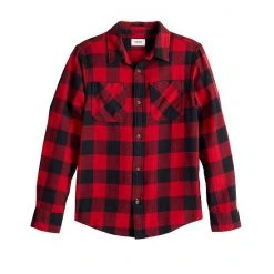 Boys 8-20 Sonoma Goods For Life® Plaid Flannel Button-Up Shirt In Regular & Husky Buffalo Check Olive -Sonoma Goods For Life Shop unnamed file 656