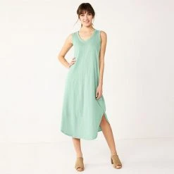 Women's Sonoma Goods For Life® Sleeveless Shirttail Knit Midi Dress Brown