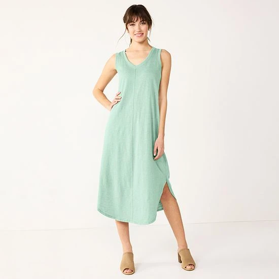 Women's Sonoma Goods For Life® Sleeveless Shirttail Knit Midi Dress Brown 3 Women's Sonoma Goods For Life® Sleeveless Shirttail Knit Midi Dress Brown