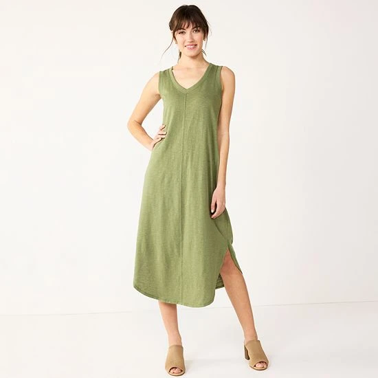 Women's Sonoma Goods For Life® Sleeveless Shirttail Knit Midi Dress Brown 10 Women's Sonoma Goods For Life® Sleeveless Shirttail Knit Midi Dress Brown - Image 8