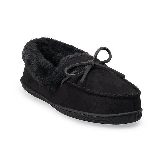 Women's Sonoma Goods For Life® Sustainable Faux Suede Moccasin Slippers Black 3 Women's Sonoma Goods For Life® Sustainable Faux Suede Moccasin Slippers Black