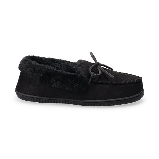 Women's Sonoma Goods For Life® Sustainable Faux Suede Moccasin Slippers Black 4 Women's Sonoma Goods For Life® Sustainable Faux Suede Moccasin Slippers Black - Image 2