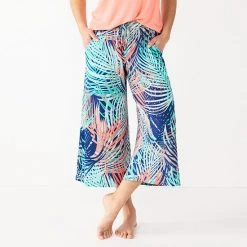 Women's Sonoma Goods For Life® Truly Soft Wide-Leg Cropped Pajama Pants Turq Leaves -Sonoma Goods For Life Shop unnamed file 6954