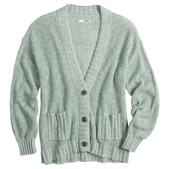 Women's Sonoma Goods For Life® Casual Ribbed Cardigan Blue Grey 5 Women's Sonoma Goods For Life® Casual Ribbed Cardigan Blue Grey - Image 3