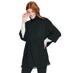 Women's Sonoma Goods For Life® Turtleneck Poncho Red Black