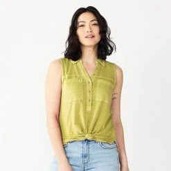 Women's Sonoma Goods For Life® Popover V-neck Utility Tank Yellow Green -Sonoma Goods For Life Shop unnamed file 7302