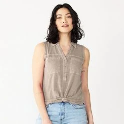 Women's Sonoma Goods For Life® Popover V-neck Utility Tank Yellow Green -Sonoma Goods For Life Shop unnamed file 7303