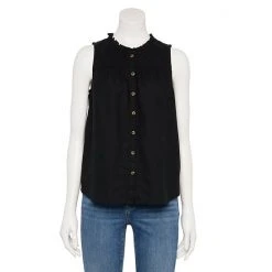 Women's Sonoma Goods For Life® Button-Front Ruffle Tank Olive -Sonoma Goods For Life Shop unnamed file 7324