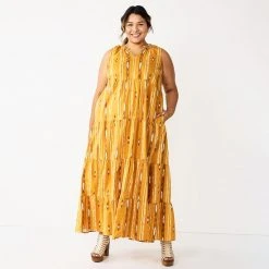 Plus Size Sonoma Goods For Life® Tiered Maxi Dress Pink Floral