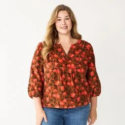 Plus Size Sonoma Goods For Life® Notchneck Long Sleeve Top Large Red Floral -Sonoma Goods For Life Shop unnamed file 7841