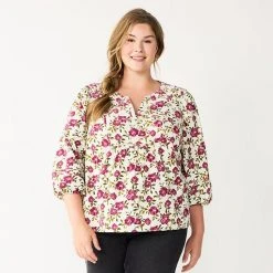 Plus Size Sonoma Goods For Life® Notchneck Long Sleeve Top Large Red Floral -Sonoma Goods For Life Shop unnamed file 7842