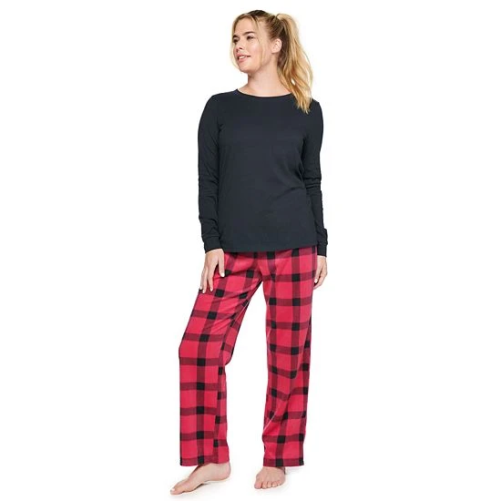 Women's Sonoma Goods For Life® Knit Top & Microfleece Pajama Pants Set Red Plaid 9 Women's Sonoma Goods For Life® Knit Top & Microfleece Pajama Pants Set Red Plaid - Image 7