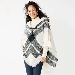 Women's Sonoma Goods For Life® Woven Plaid Toggle Poncho