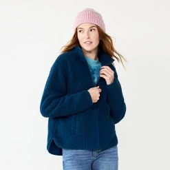 Women's Sonoma Goods For Life® Zip Front Sherpa Jacket Blue -Sonoma Goods For Life Shop unnamed file 801