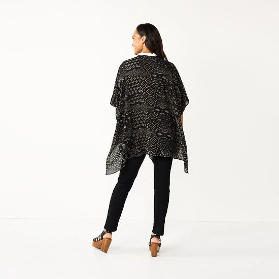 Sonoma Goods For Life® Ikat Patchwork Ruana Medium Blue 4 Sonoma Goods For Life® Ikat Patchwork Ruana Medium Blue - Image 2