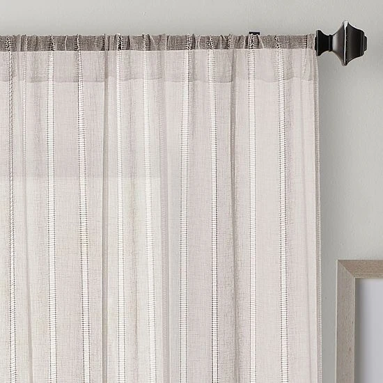 Sonoma Goods For Life® Open Weave Stripe Sheer Set Of 2 Window Curtain Panels Linen 4 Sonoma Goods For Life® Open Weave Stripe Sheer Set Of 2 Window Curtain Panels Linen - Image 2