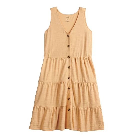 Women's Sonoma Goods For Life® Sleeveless Tiered Knit Dress Peach 5 Women's Sonoma Goods For Life® Sleeveless Tiered Knit Dress Peach - Image 3