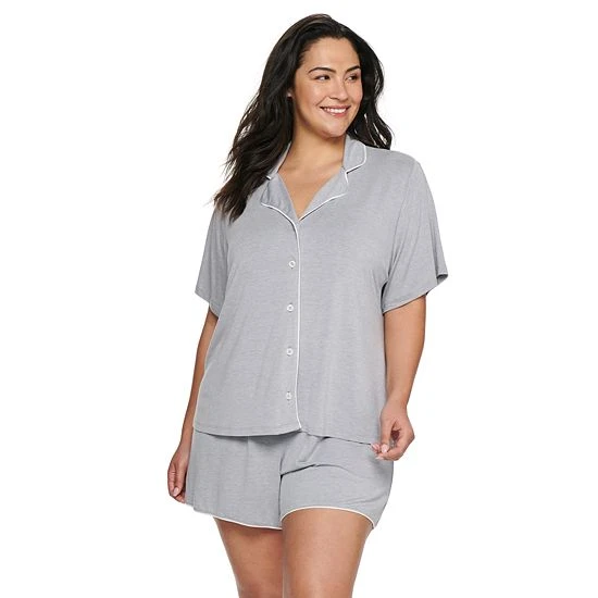 Plus Size Sonoma Goods For Life® Truly Soft Short Sleeve Pajama Shirt And Pajama Shorts Sleep Set Medley 7 Plus Size Sonoma Goods For Life® Truly Soft Short Sleeve Pajama Shirt And Pajama Shorts Sleep Set Medley - Image 5