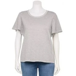 Plus Size Sonoma Goods For Life Seamed Flutter Sleeve Top Blue Geo Stripe