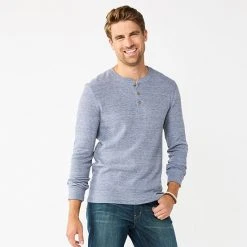 Men's Sonoma Goods For Life® Thermal Henley Top Bright Blue