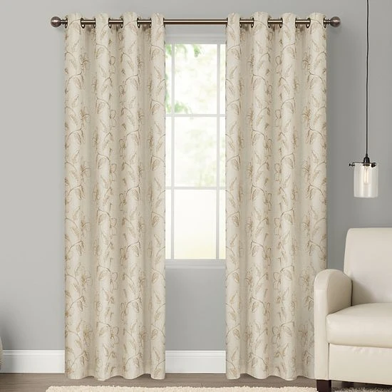 Sonoma Goods For Life® 2-pack Floral Embroidered Dynasty Blackout Window Curtains Tan 8 Sonoma Goods For Life® 2-pack Floral Embroidered Dynasty Blackout Window Curtains Tan - Image 6