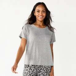 Women's Sonoma Goods For Life® Essential Short Sleeve Pajama Top Grey