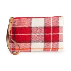 Sonoma Goods For Life® Women's Wristlet Pouch Black Gray White Plaid