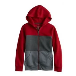 Kids 8-20 Sonoma Goods For Life® Supersoft Fleece Full Zip Colorblock Hoodie Red