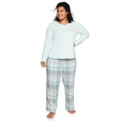 Plus Size Sonoma Goods For Life® Henley Pajama Top & Flannel Pajama Pants Set Charcoal Ivory Plaid -Sonoma Goods For Life Shop unnamed file 8821