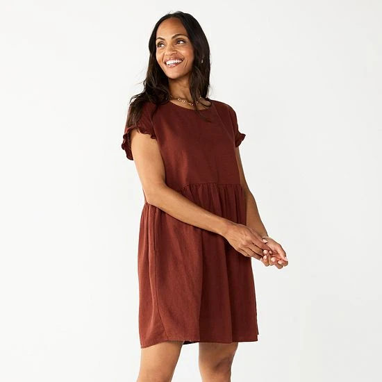 Women's Sonoma Goods For Life® Short Sleeve Popover Dress Brown 6 Women's Sonoma Goods For Life® Short Sleeve Popover Dress Brown - Image 4