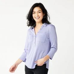 Petite Sonoma Goods For Life® 3/4-Sleeve Popover Top Grey -Sonoma Goods For Life Shop unnamed file 8901