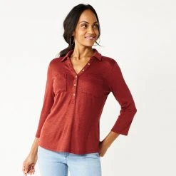 Petite Sonoma Goods For Life® 3/4-Sleeve Popover Top Grey -Sonoma Goods For Life Shop unnamed file 8903