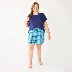 Plus Size Sonoma Goods For Life® Short Sleeve Pajama Top & Pajama Shorts Sleep Set Purple Color Pld -Sonoma Goods For Life Shop unnamed file 8914