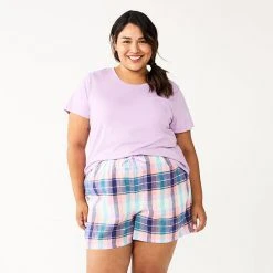 Plus Size Sonoma Goods For Life® Short Sleeve Pajama Top & Pajama Shorts Sleep Set Purple Color Pld -Sonoma Goods For Life Shop unnamed file 8918