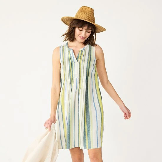 Women's Sonoma Goods For Life® Pintuck Linen-Blend Dress Black Floral 5 Women's Sonoma Goods For Life® Pintuck Linen-Blend Dress Black Floral - Image 3