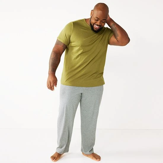 Big & Tall Sonoma Goods For Life® Crewneck Tee & Sleep Pants Set Teal Feeder Stripe Na 6 Big & Tall Sonoma Goods For Life® Crewneck Tee & Sleep Pants Set Teal Feeder Stripe Na - Image 4