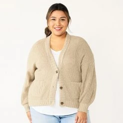Plus Size Sonoma Goods For Life® Casual Cardigan Khaki -Sonoma Goods For Life Shop unnamed file 9063