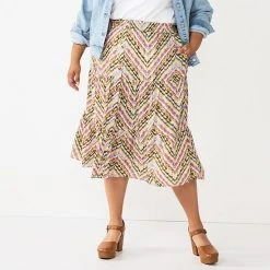 Plus Size Sonoma Goods For Life® Tiered Midi Skirt Multi Stripe -Sonoma Goods For Life Shop unnamed file 9156