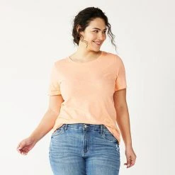 Petite Plus Size Sonoma Goods For Life® Crewneck Tee Purp Navy Rugby Stripe