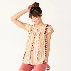 Petite Sonoma Goods For Life® Yoke-Front Top Green Blue Floral