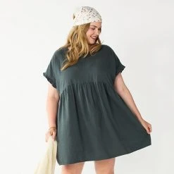 Plus Size Sonoma Goods For Life® Ruffled A-Line Mini Dress Gray -Sonoma Goods For Life Shop unnamed file 9651