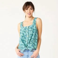 Women's Sonoma Goods For Life® Tie-Hem Squareneck Tank Pink Blue Multi Stripe -Sonoma Goods For Life Shop unnamed file 9712