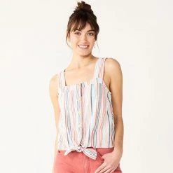 Women's Sonoma Goods For Life® Tie-Hem Squareneck Tank Pink Blue Multi Stripe -Sonoma Goods For Life Shop unnamed file 9714