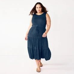 Plus Size Sonoma Goods For Life® Tiered Maxi Tank Dress Coral