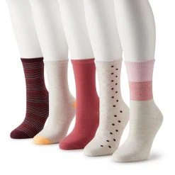 Sonoma Goods For Life® 5 Pack Stripes & Dot Crew Socks
